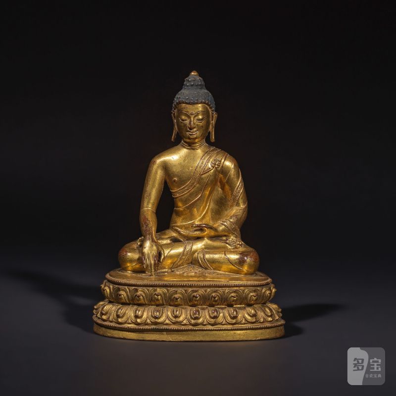 STATUETTE DE BOUDDHA SHAKYAMUNI EN BRONZE DORÉ - 图6
